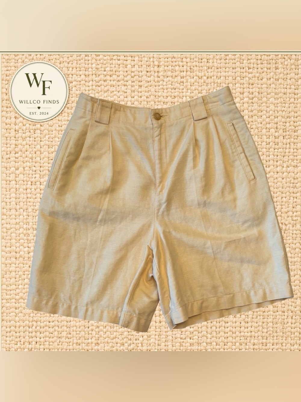 Liz Claiborne Sport Linen Blend Shorts Petite 6 Beige Khaki Classic Summer